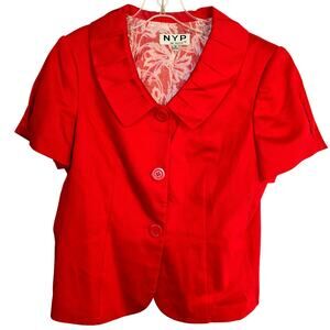 N Y P 10 Women's Blazer Red Lined Suit Coat Misses Size Medium M Jacket